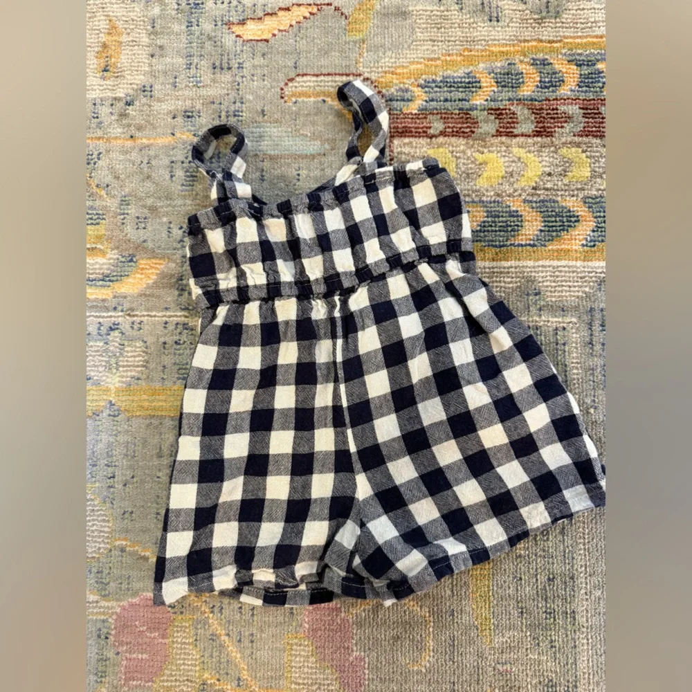 Girls‎ Gingham Plaid Linen Romper One Piece